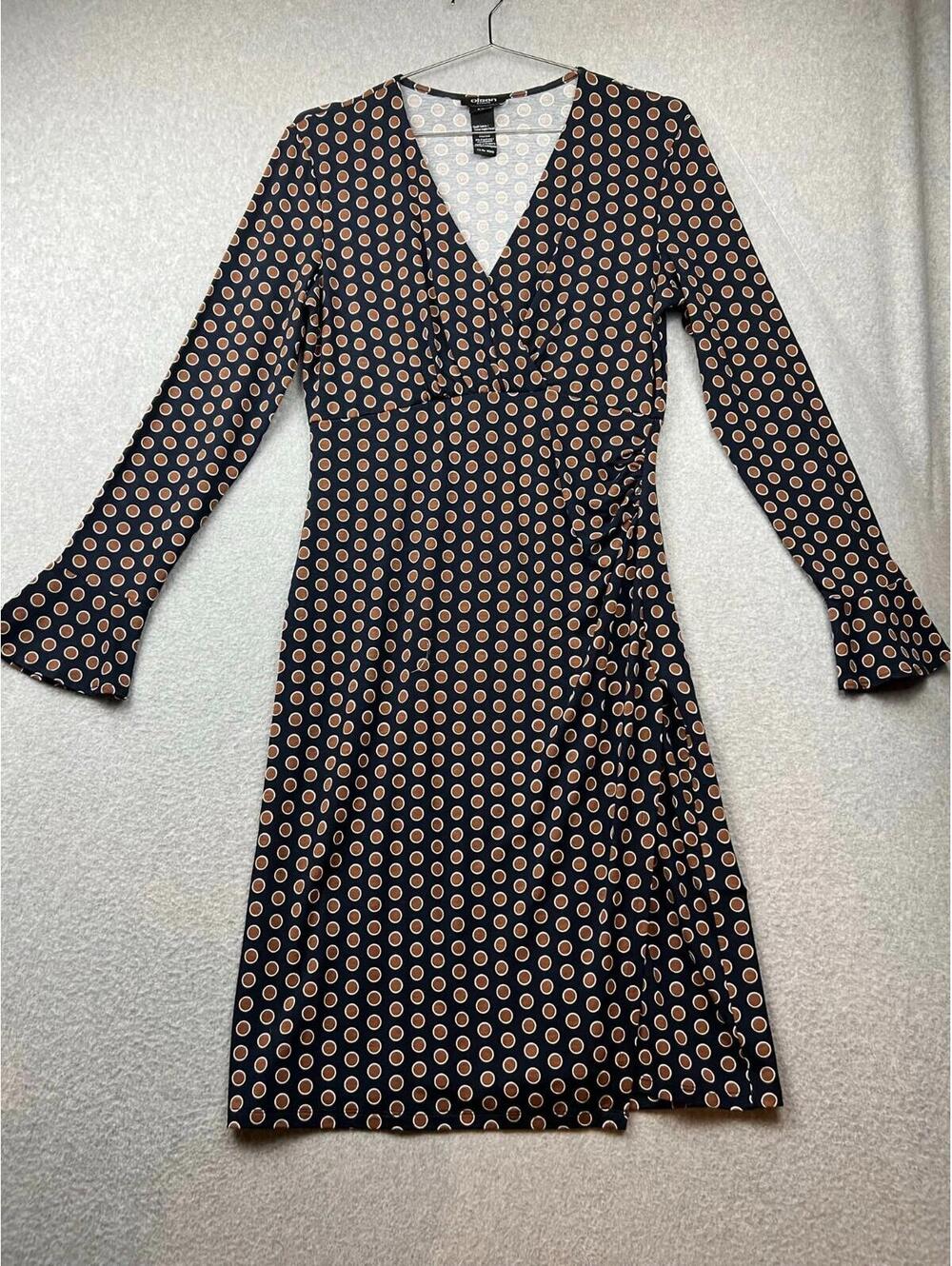 Olsen Europe Faux Wrap Dress Womens S/6 Black Stretch Office Casual Career